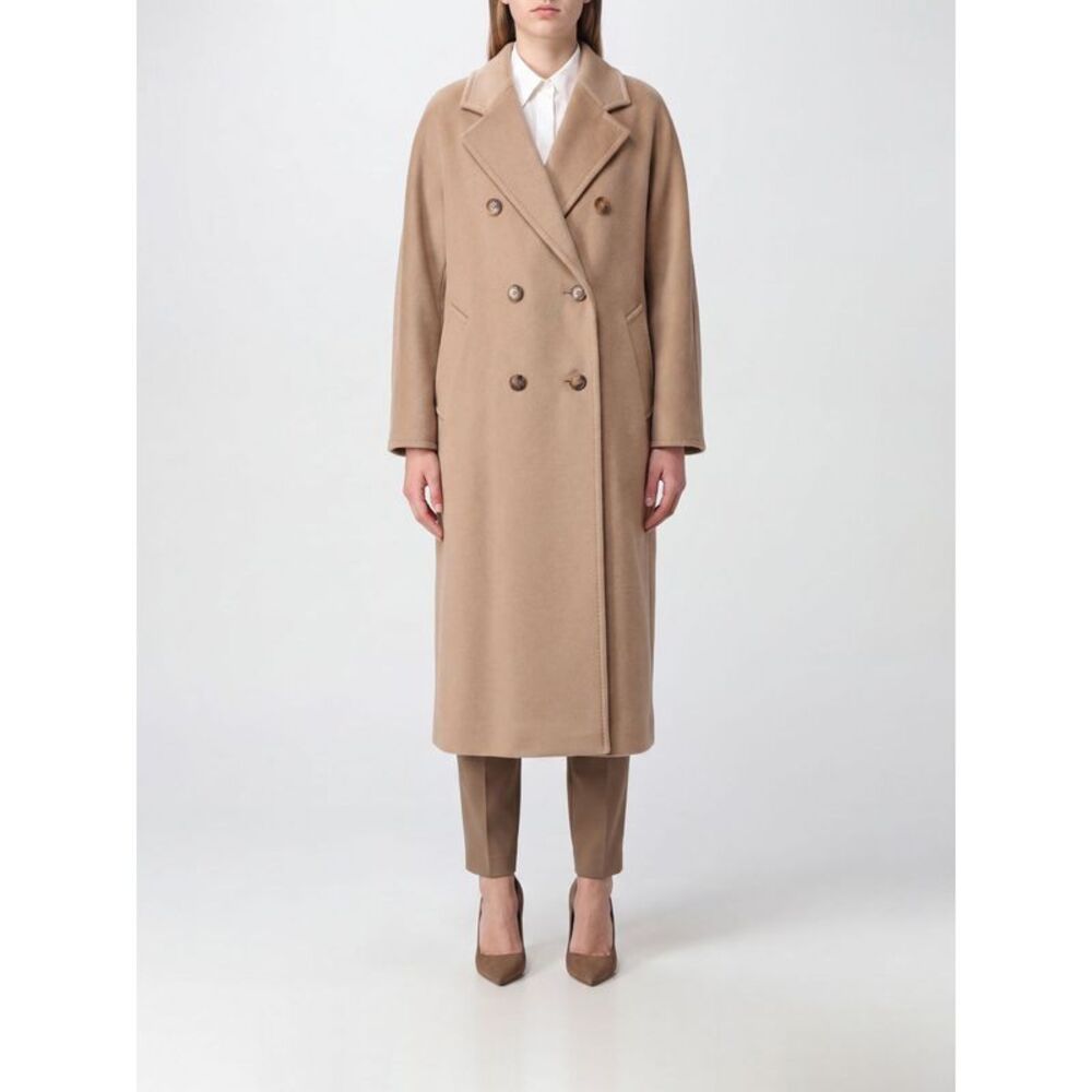 Max Mara Women Madame Double-Breasted Long Wool Coat Max Mara With Belt